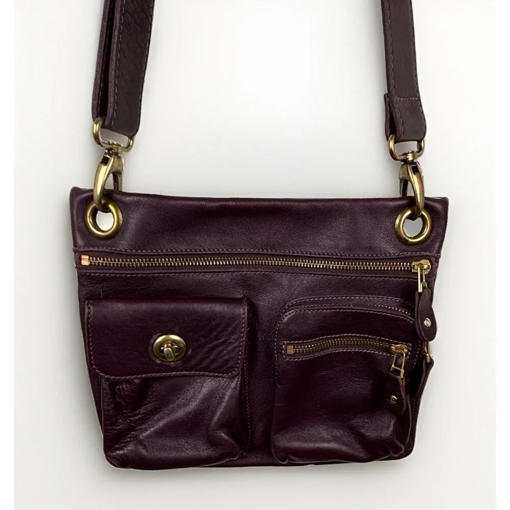 Y2K Roots Canada Leather Crossbody Shoulder Bag Limited Ed PURPLE